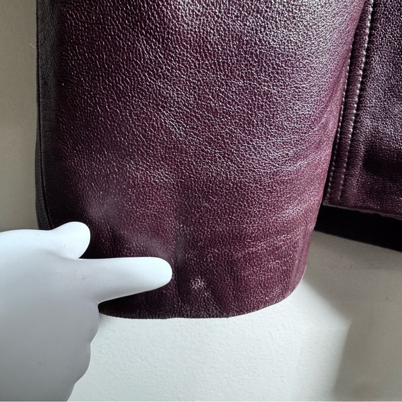 Della Citta Italy Double Breasted Burgundy Leather Coat Size Large Flawed - Picture 11 of 15